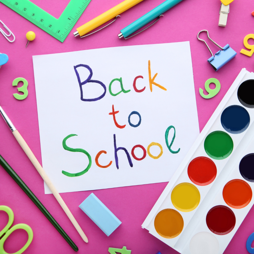 Back to school sign and supplies